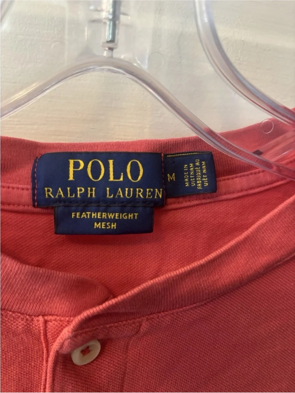 Polo Ralph Lauren Pink Featherweight Mesh Short-Sleeve Henley Polo Navy Pony